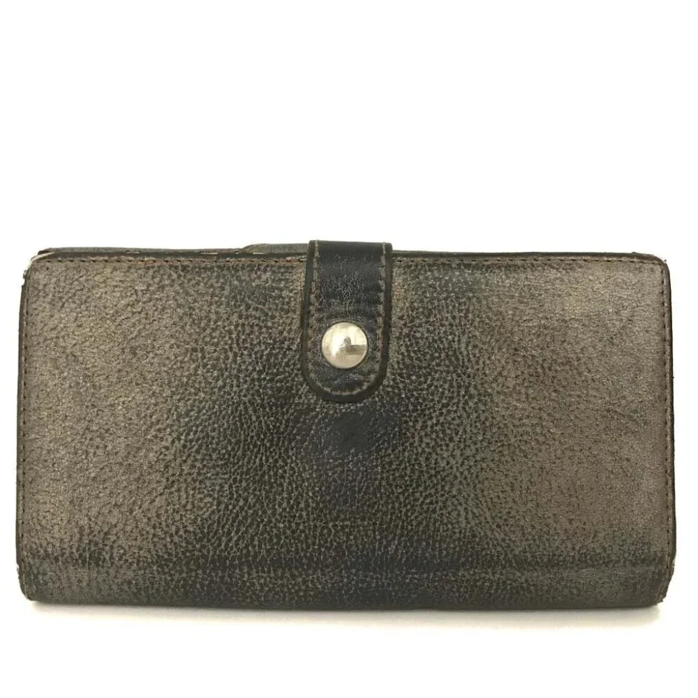 Christian Dior Belt Motif Leather Long Bifold Wallet Bronze/2BJ1472